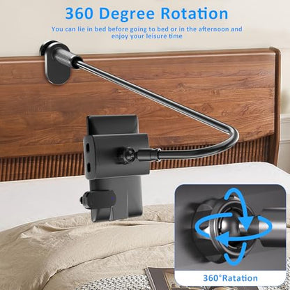 Kefotic Bedside Tablet Holder for Kindle Reading in Bed with Remote Page Turner, Hands Free Desk Gooseneck Stand for Kindle Accessories, Gifts for Readers