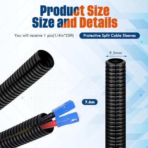 Sasylvia 3/8" X 150ft Split Wire Loom Tubing, Cord Protector - size: 3/8" X 150ft