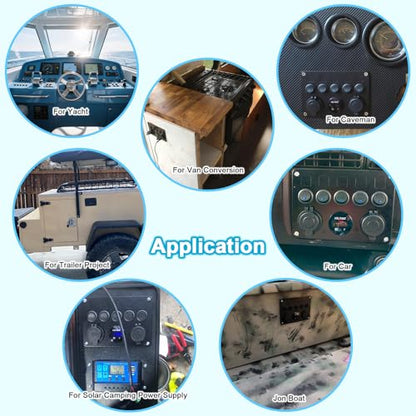 Upgraded 5 Gang Rocker Switch Panel - Dual QC 3.0 USB Charger, Digital Volmeter, 12V Outlet, Pre-Wired with Circuit Breakers for RV/Car/Boat/Truck, 2-Year Warranty (Blue) - color: Blue + Dual QC USB Charger