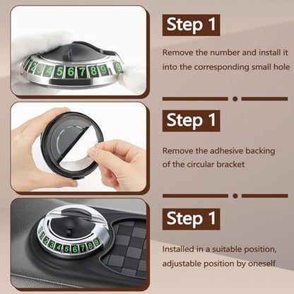 Huakaile Multifunctional Car Anti-Slip Mat with Rotatable Auto Phone Holder, Universal Car Dashboard Mat with Temporary Parking Number, Vehicle Mount Anti Skid Pad for Sunglasses Keys Gadgets (Gray)