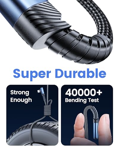 toocki USB C Cable Right Angle, 2-Pack 1.6ft USB A to USB C Charger Cable h - color: Blue, size: 1.6FT+1.6FT