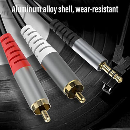 HIEbee RCA to 3.5mm AUX Cable, (1.5M/4.9Feet) 3.5mm 1/8 to RCA 2-Male Headphone Jack Adapter Y Splitter Premium Stereo Audio Cord for Smartphones, Tablets, HDTV,or MP3 Players, Speakers - size: RCA cable--1.5M