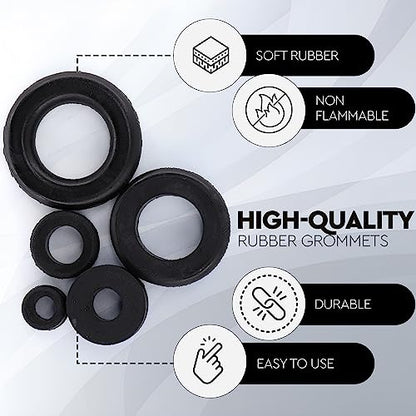 180pc 8 Sizes Rubber Grommet Kit - Includes Rubber Grommets for Wiring, Rubber Hole Plugs, Rubber Grommets Automotive and Firewall Grommet (5/16", 3/8", 1/4", 1/2", 7/16", 5/8", 7/8", 1") - size: 8 Sizes (180-Pc)