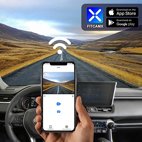 Fitcamx Front 2K+Rear 1080P Dash Cam Adapts for Toyota Highlander 2020-2026 & Highlander Hybrid (Gen4/UX70), OEM Style, Dual HD Video, WiFi & APP, Loop Recording, G-Sensor, Easy to Set, 64GB Card - style: Front 2K+Rear 1080P