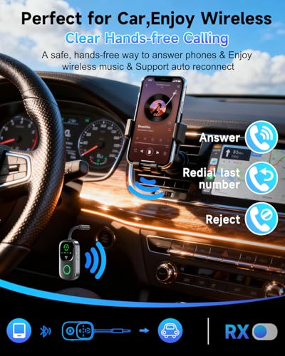 LED Display 2 in 1 Bluetooth 6.0 Transmitter Receiver 3.5mm AUX Jack RCA Wireless Audio Adapter Dongle for Airpods Headphones TV Airplane Flight Car Speaker Home Stereo, Dual Pairing & Handsfree Call - color: Black AUX+RCA+Aircraft