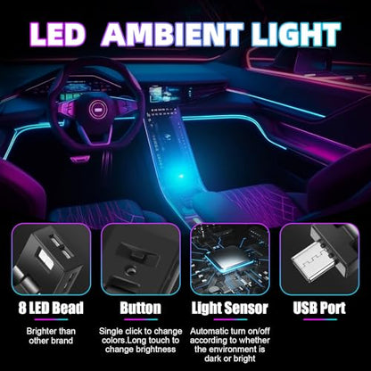 Frienda 4 Pcs Mini USB Light Car LED Interior Light, Type-c - style: Type-c