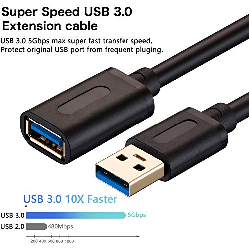 Tan QY USB 3.0 Extension Cable 3Ft, High-Speed Male to Female Cord - size: 3 ft