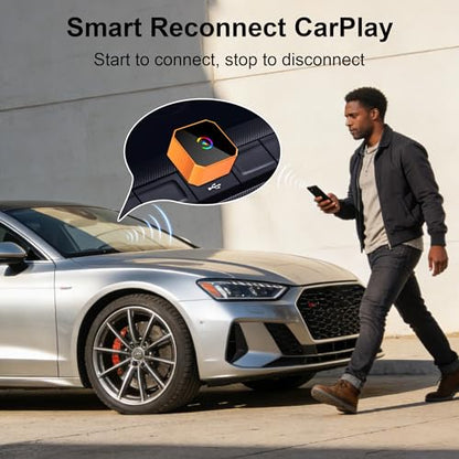 2026 Wireless CarPlay Adapter for iPhone & Android Wired to Wireless CarPlay & Android Auto Plug and Play Fast Auto Reconnect Stable Control Compatible for iOS 10+ & Android11+