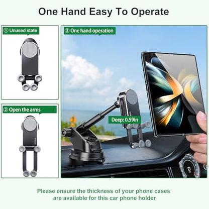 Z Fold 7 Car Mount Accessories, Gravity Linkage, Suction Cup - color: Black-D