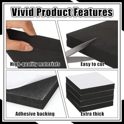 4 Pcs 1" Thick Foam Padding Sheet with Adhesive Backing Closed Cell - color: Black, size: 1 Inch Thick, 4 x 4 Inches