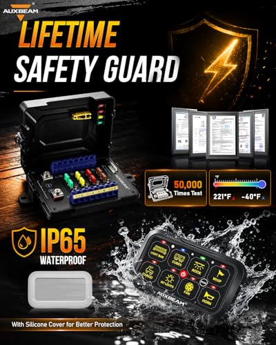 Auxbeam 8 Gang Switch Panel Bluetooth AR-820 with RGB APP Control 3 Modes - size: 8 Gang Bluetooth Switch Panel (TWO Sides Output)