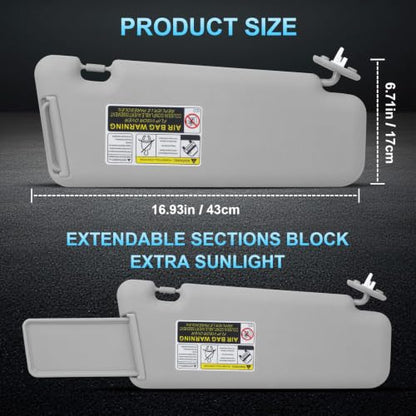 ItranMc Sun Visor Driver Side for 2008-2013 Toyota Highlander - color: (Gray)Left Driver Side