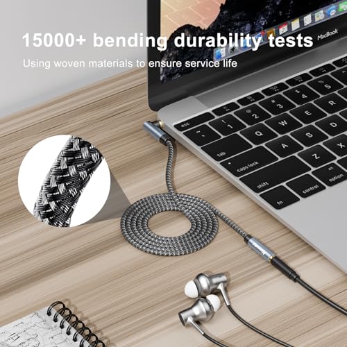 3.5mm Headphone Extension Cord 10ft/3M,3.5mm Male to Female Stereo Audio Extension Cable/90 Degree Right Angle Aux Cable for Smartphones, Tablets, Media Players - size: 10 ft