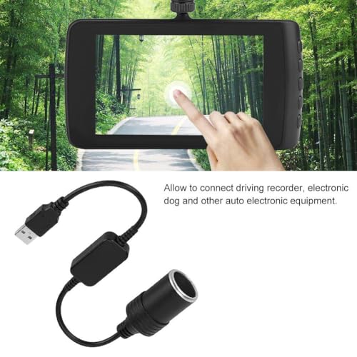 ZPSHYD USB to 12V Cigarette Lighter Adapter, 5V to 12V Step Up Converter Cable, 10W Max Female Car Socket Power Cord for Dash Cam, GPS, LED Strip, 30cm Black