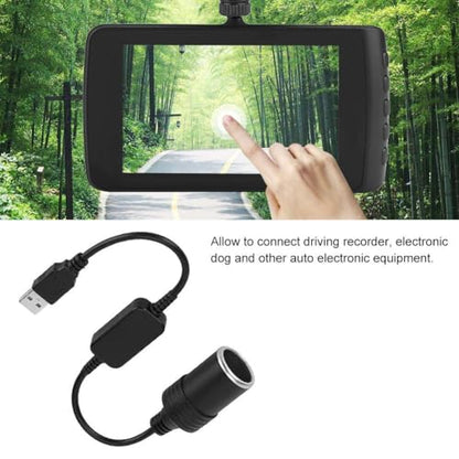 ZPSHYD USB to 12V Cigarette Lighter Adapter, 5V to 12V Step Up Converter Cable, 10W Max Female Car Socket Power Cord for Dash Cam, GPS, LED Strip, 30cm Black