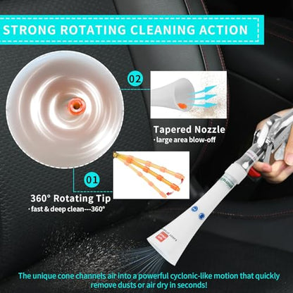 GOCCIDA Tornado Car Cleaning Gun Powerful Dry Car Detailing Air Gun Blower - color: Silver