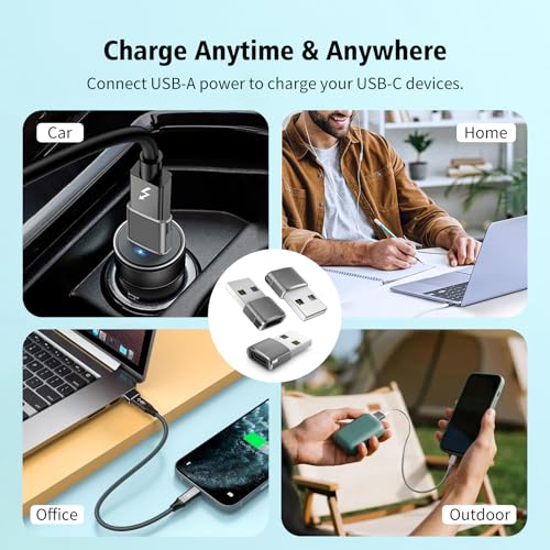 𝐔𝐩𝐠𝐫𝐚𝐝𝐞𝐝 USB to USB C Adapter 3Pack, Type-C to USB Adaptor, USB-C Female to USB-A Male Charger Cable Converter Compatible with MacBook, Notebook, Tablet, Airpod, Galaxy, Cell Phone, Car, Xbox