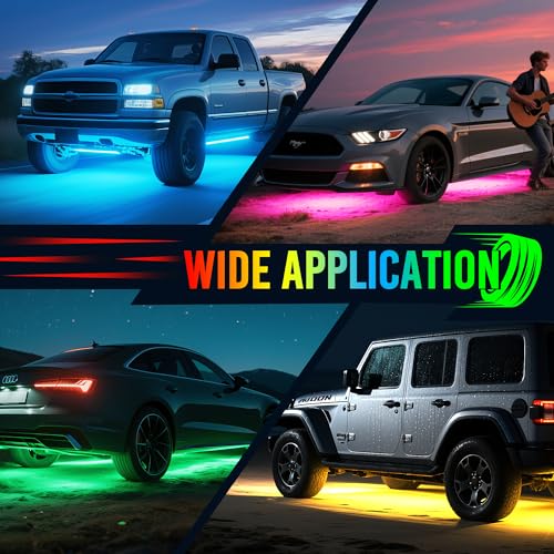 MICTUNING U8 RGBW Underglow LED Light Bars (8-Piece Kit) 888 Ultra-Bright LEDs, Dual Remotes, White+RGB Colors, IP68 Waterproof Aluminum Housing – for Cars, Trucks, SUVs, ATVs - size: RGBW & 2 Remote