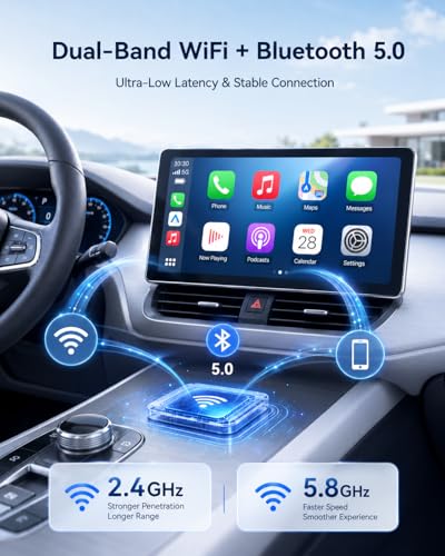 Wireless CarPlay Adapter USB C, Compact Android Auto Dongle - color: Black