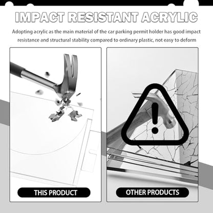 Acrylic Car Parking Permit Holder with Suction Cups,Transparent Curved Parking Pass Holder for Car Windshield for Clear Permit Display,Universal Cars Windshield Sticker Holders