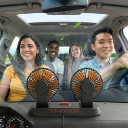 Dual Head 24V Car Cooling Fan, 360° Rotatable Dashboard Fan with 2 Speed Adjustable, Cigarette Lighter Plug Heavy Duty Truck Fan for Semi Truck, Bus, Tractor, Van, School Bus - color: 24V