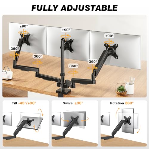 TVON Triple Monitor Stand & Monitor Arm Desk Mount up to 32 Inches - size: Triple Monitor Stand