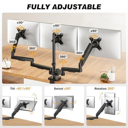 TVON Triple Monitor Stand & Monitor Arm Desk Mount up to 32 Inches - size: Triple Monitor Stand
