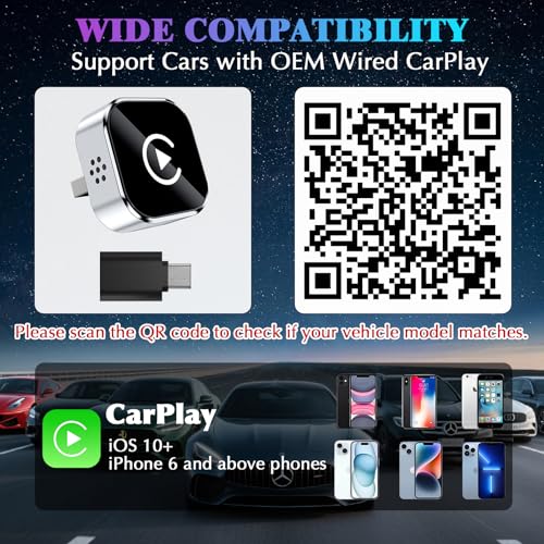 2026 Wireless CarPlay Adapter Upgrade Wired CarPlay to Wireless, Mini USB Design for Cars with Built-in Wired Apple CarPlay Plug and Play Easy Use Fast Stable Connection Car Play for iPhone - color: Silvery
