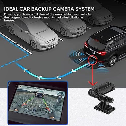 ASHATA Reverse Hitch Camera, 1080P Backup Camera with Magnetic and Adhesive Base, Motion Voice Detection, for RV Truck Trailer