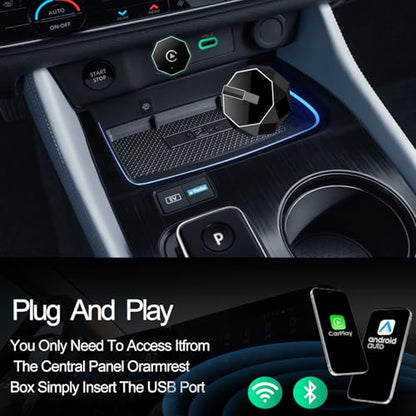 Wireless Carplay Adapter, Android Auto Adapter 2025 Carplay, Plug and Play Convert Wired to Wireless Supports Car Original Control, Mini Car Play Box for Cars - size: Middle