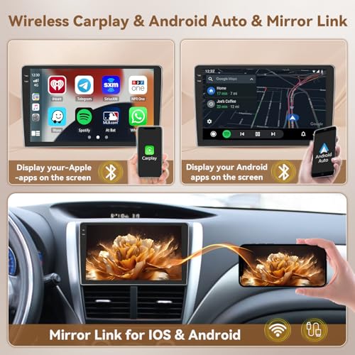 [4+64G] Hikity Android 15 Carplay Stereo Double Din, 9'' in-Cell Touch Screen Radio Wireless Carplay Android Auto 5G WiFi Car Stereo Bluetooth 5.0 Mirror Link GPS SWC FM/RDS/EQ, AHD Backup Camera+Mic - style: 2+64G HiFi