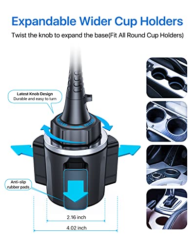 andobil Upgraded 15" Cup Holder Phone Holder, 【Solidest & Adjustable】 Military-Grade Long Gooseneck Cup Phone Holders for Your Car Truck, Car Phone Holder for iPhone 17 Pro Max 16 15 14/Samsung/Pixel - color: Gooseneck-Black