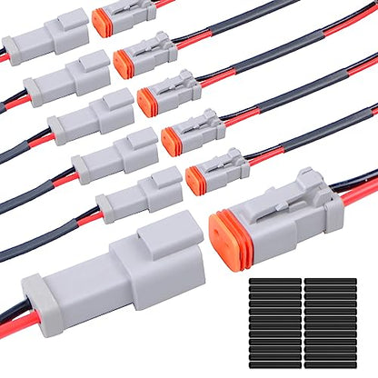 Exqutoo 6Pack 2-Pin DT Connector Male and Female Wire Connectors - size: 2-pin/6pack
