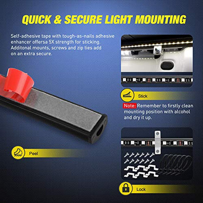 Nilight - TL-31 2PCS 60Inch RGB Truck Bed Light Strip Kit 180 LED RF Remote Control with On Off Switch Blade Fuse 2Way Splitter Extension Cable for Cargo Pickup Truck SUV RV Boat, 2 Years Warranty | 180 LED Cargo Light Strips with On/Off Switch, Fuse, Spl