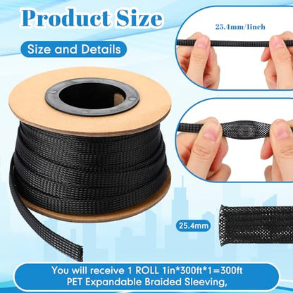 Pangda Braided Wire Loom 1'' X 300 Ft, Black - color: Black, size: 1'' x 300 ft