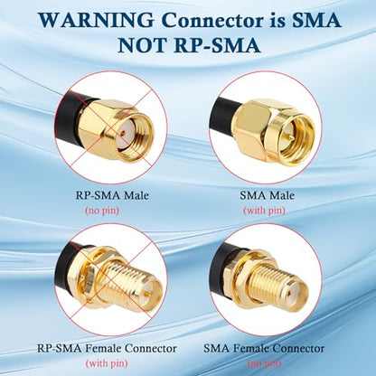 XRDS -RF SMA Cable 5FT, SMA Male to SMA Female Bulkhead RG316 SMA Extension Cable for 4G LTE Router Cellular SDR USB Dongle Receiver(2PCS) - size: 5 FT