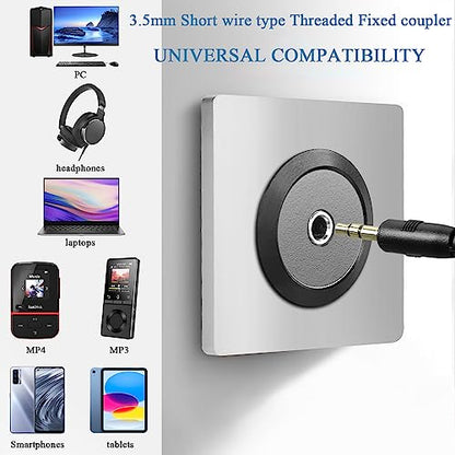 QIANRENON TRS 3.5mm Short Cable Threaded Fixing Audio Adapter 3.5mm 1/8 TRS Female to Female Stereo Jack Panel Mount Round Connector Headphone Socket, for Audio Port Connection Extension - style: Female