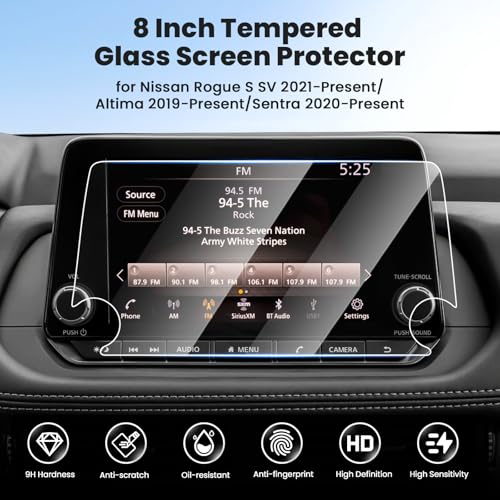 Canvcle 2PCS Screen Protector for 2021-2026 Nissan Rogue S SV/2019-2026 Altima/2020-2026 Sentra, 8 Inch Navigation Screen Tempered Glass Touchscreen Protector Navigation Screen Cover Protective Film - size: 2019-2026 Nissan Rogue/Altima/Sentra 8 Inch