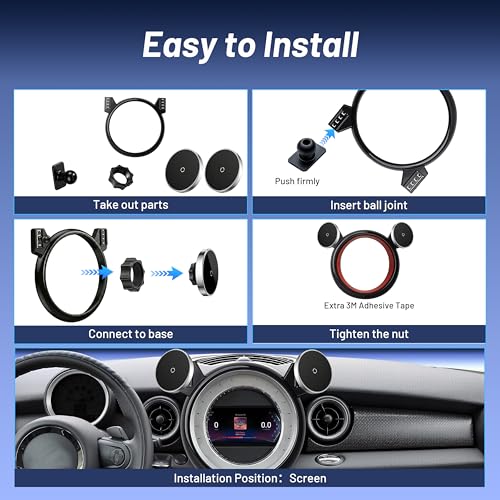 Phone Mount for BMW Mini Cooper (2007-2013 R56,08-14 R55,09-15 R57,12-15 R58/R59),Magnetic Phone Holder,Magsafe Car Mount,Dual 15W Wireless Charger for Driver & Passenger,Hands Free,with Car Adapter - size: BMW Mini Cooper | 2007-2013 (2PC)