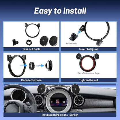 Phone Mount for BMW Mini Cooper (2007-2013 R56,08-14 R55,09-15 R57,12-15 R58/R59),Magnetic Phone Holder,Magsafe Car Mount,Dual 15W Wireless Charger for Driver & Passenger,Hands Free,with Car Adapter - size: BMW Mini Cooper | 2007-2013 (2PC)