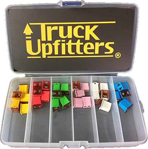 Truck Upfitters 30pcs Automotive Fuses Assortment Kit | Low Profile Auto Fuses for Pickup Trucks, Cars, SUVs | J Case Box Shaped Car Fuse Kit | 20A, 25A, 30A, 40A, 50A, 60 Amp Fuse (5 Each)