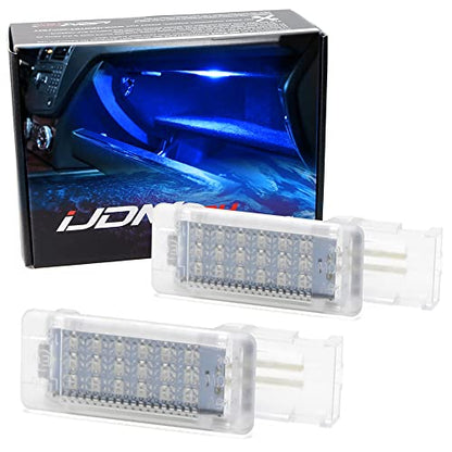 iJDMTOY Ultra Blue LED Compartment Glove Box or Footwell Lights Compatible with Volkswagen Jetta GTI Altas CC Eos, Powered by 3W 18-SMD LED Lights, Replace OEM Incandescent Lamps - style: Blue