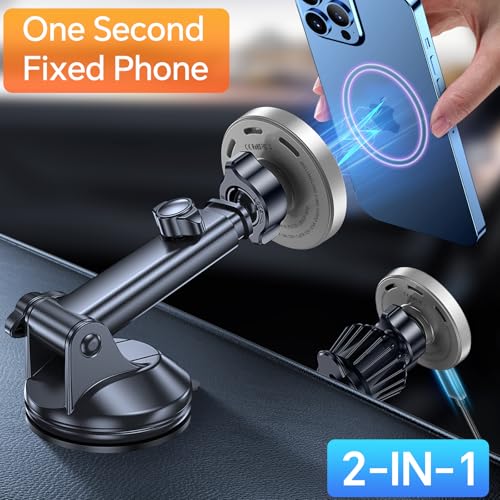 Coolpow 15W Magsafe Car Mount Charger Magnetic Phone Holders for Your Car - color: Gray