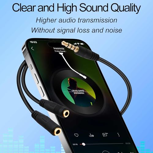 3.5mm TRRS Headphone Splitter Y Cable Adapter 20cm