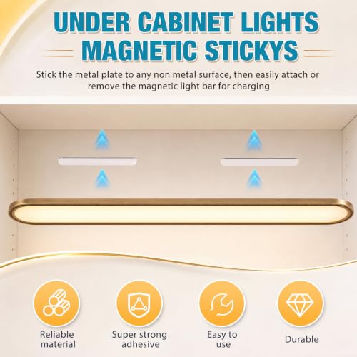 Hicarer 16 Pack Magnetic Strips for Under Cabinet Lights, 3.15 x 1.18 Inch Replacement Adhesive Magnetic Stickys Strips for Rechargeable Motion Sensor & Wireless Cabinet Lighting