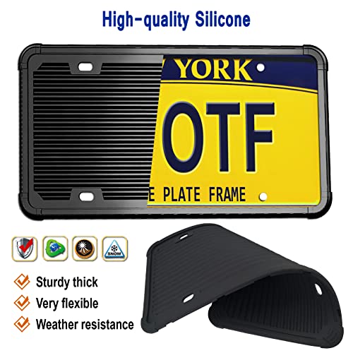 Aootf Trailer License Plate Bracket, Aluminum Holder & Silicone Frame - color: Black