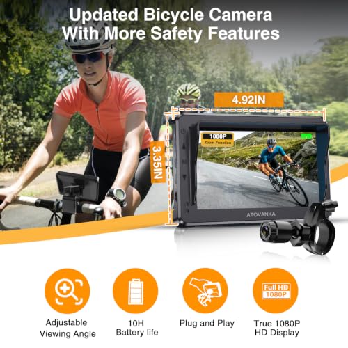 Bicycle Rear View Camera with Zoom Function, 10-Hour Battery Life