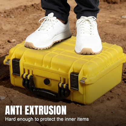 Jack Boss Waterproof Hard Camera Case with Foam,16x12.8x6.8 Inch,Yellow - color: YELLOW, size: 16x12.8x6.8 in