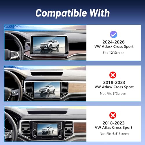 Magnetic Phone Holder for Volkswagen Atlas (2024 2025 2026, 12inch) / VW Altas Cross Sport, 15W Wireless Car Charger for iPhone & Samsung, 360 & Hands Free, with Storage Box, New Car Accessories - size: Volkswagen Atlas | 2024-2026