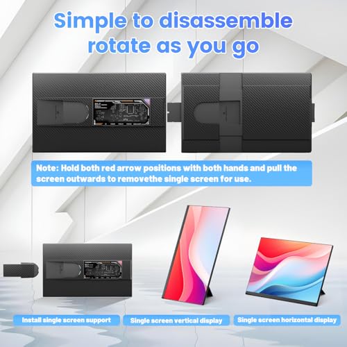 Teamgee 15.6" Laptop Screen Extender, Slim & Lightweight Portable Monitor for Laptop (Fits 13-17"), Full HD IPS, 360° Rotating Stand, USB-C Plug & Play, RGB Lighting, Thin Bezels - size: 15.6"